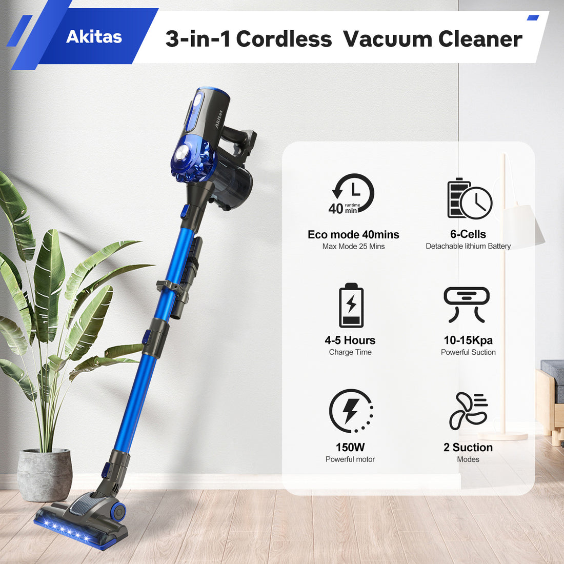 Akitas V8 Cordless Stick Vacuum Cleaner（V8）